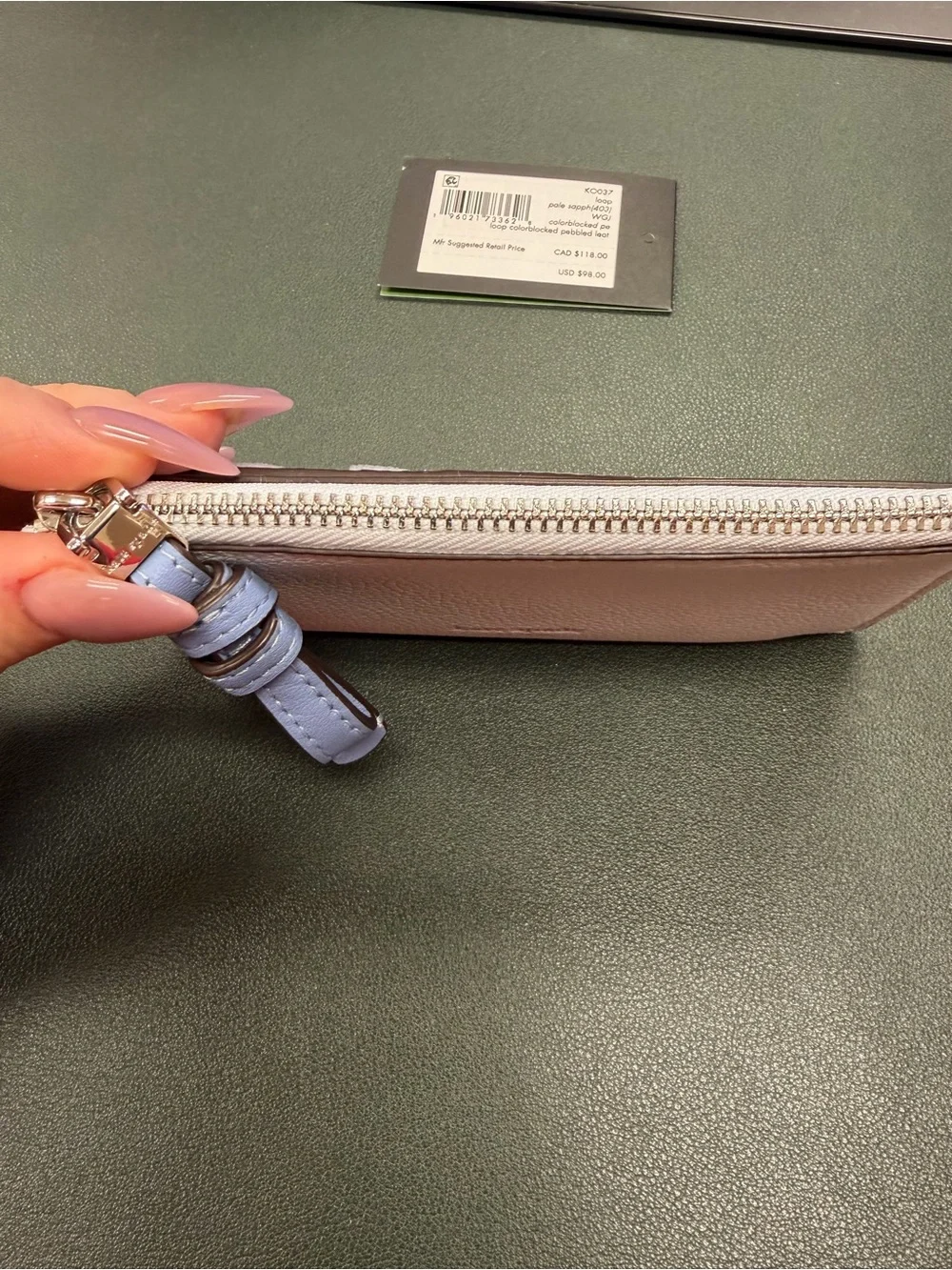 Kate Spade Pebbled Leather wallet in Pale Blue